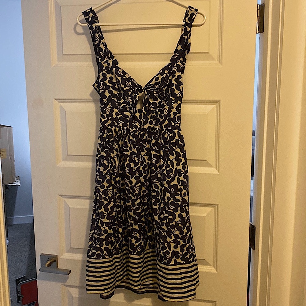 NWOT Nanette Lenore Cutout Pinup Cherry Summer Coverup Blue White Medium 8 10 M